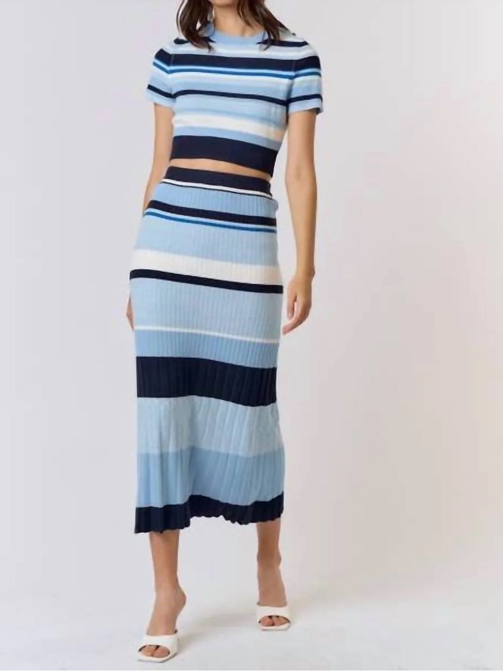 Striped Blue and Black Knit Dress